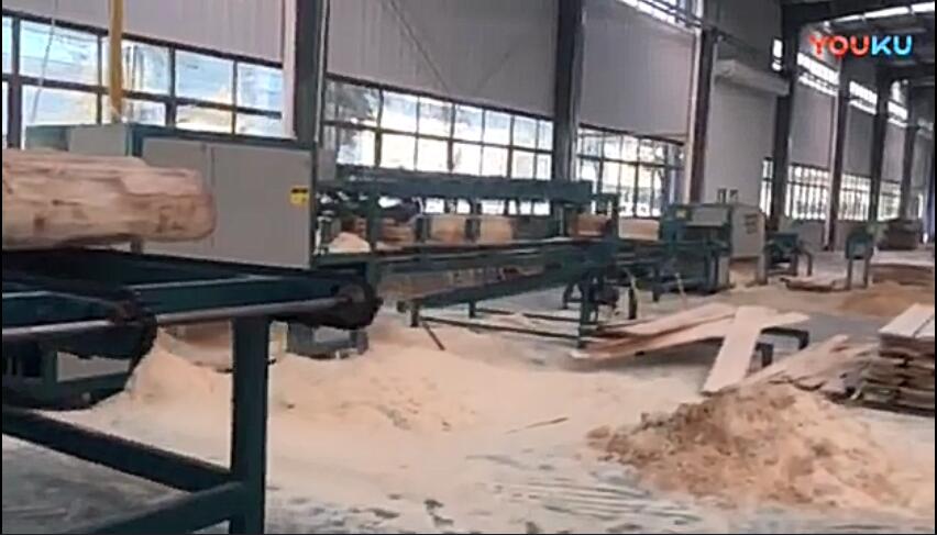 全自動原木多片鋸、方木多片鋸工作圖